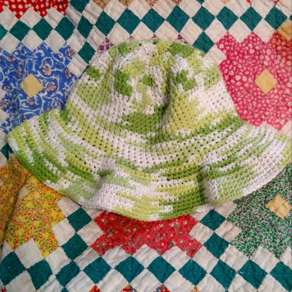 Handmade Green Crochet Hat | Crochet Bucket Hat
